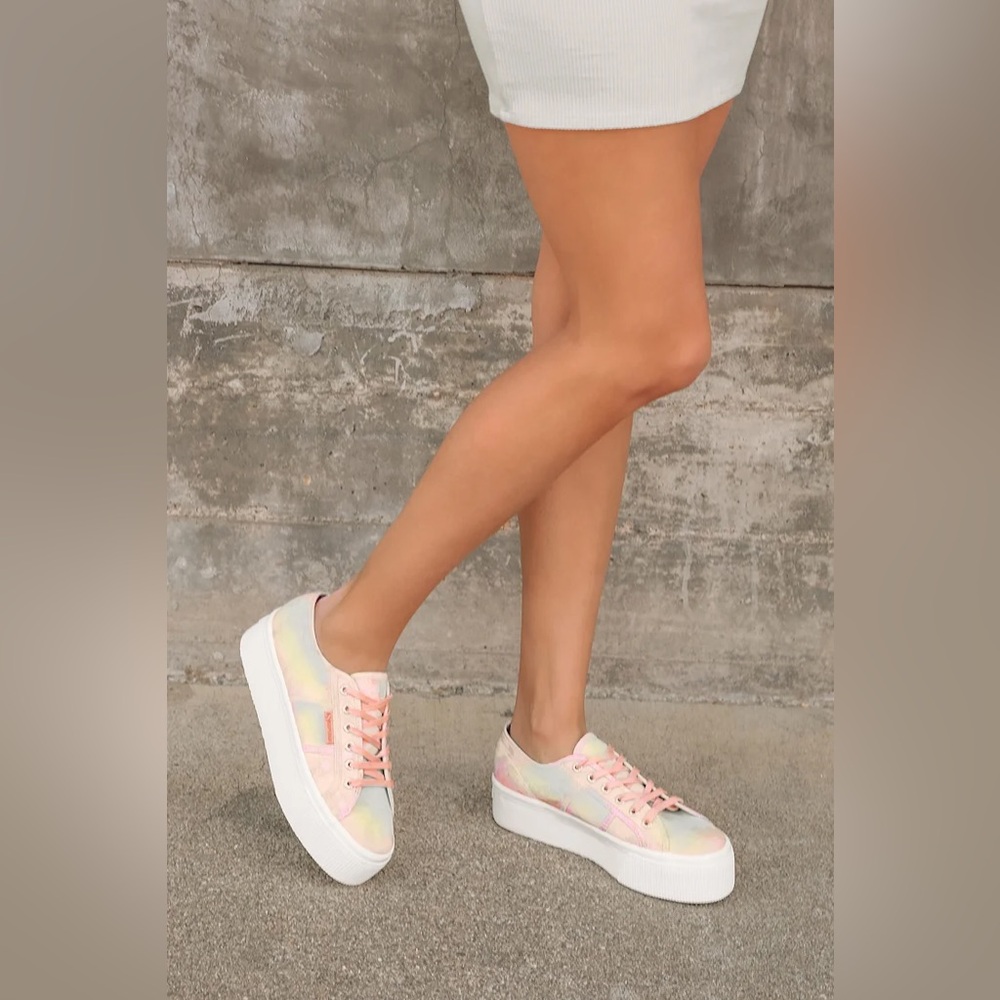 Superga 2790 Print Pastel Tie-Dye Platform Sneakers